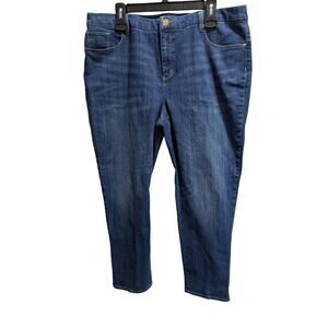 Chico's Slimming Sz 18 Girlfriend Slim Leg Ankle Medium Wash Jeans